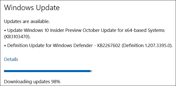 Ενημερωμένη έκδοση Οκτωβρίου (KB3103470) για την προεπισκόπηση των Windows 10 Insider