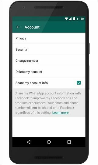 Αποτρέψτε το WhatsApp από την κοινή χρήση δεδομένων επικοινωνίας με το Facebook