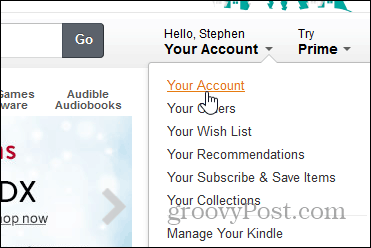 Αλλαγή κωδικού πρόσβασης Amazon - Κάντε κλικ στο λογαριασμό σας