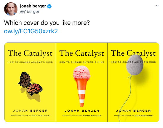 Ο Τζόνα Μπέργκερ tweet με εικόνες τριών πιθανών εξωφύλλων βιβλίων