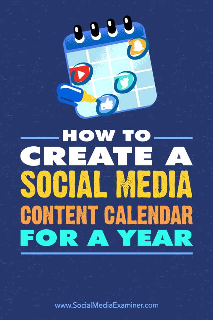 Πώς να δημιουργήσετε ένα ημερολόγιο περιεχομένου κοινωνικών μέσων για ένα έτος από τον Leonard Kim στο Social Media Examiner.