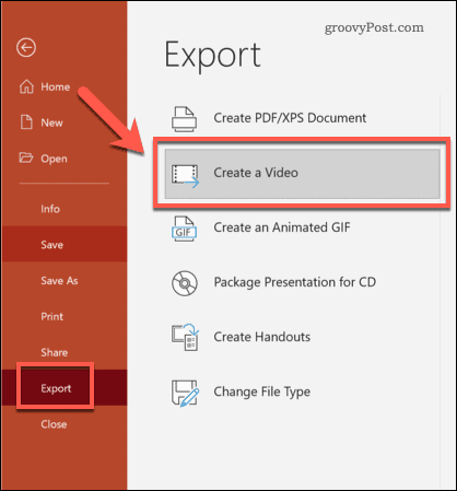 Εξαγωγή PowerPoint σε βίντεο στα Windows