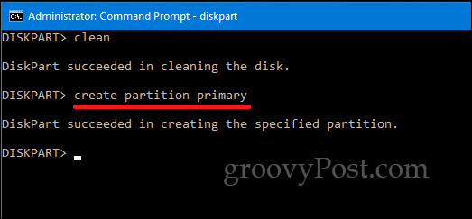 Γραμμή εντολών DiskPart Windows 10