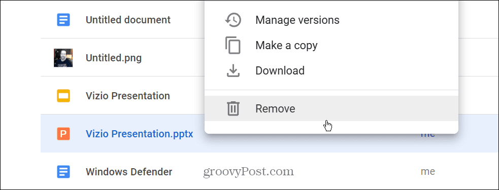 Καταργήστε το αρχείο PPTX από το Google Drive