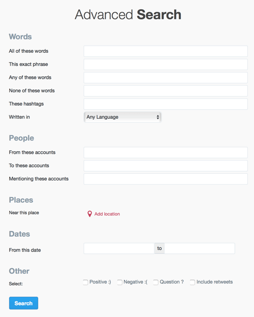 Προχωρημένα πεδία αναζήτησης twitter για βελτίωση της αναζήτησης