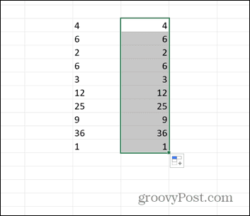 κελιά που σύρθηκαν από το excel