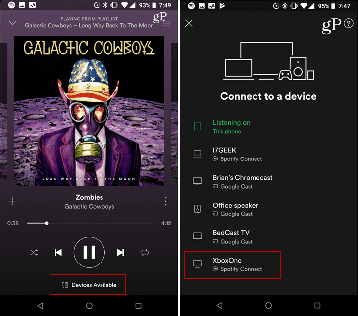Spotify Σύνδεση συσκευής Android