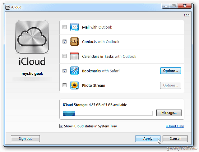 iCloud Control Panel