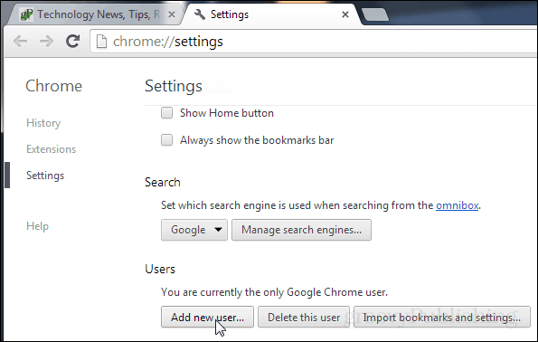 προσθέστε ένα νέο χρήστη στο Chrome