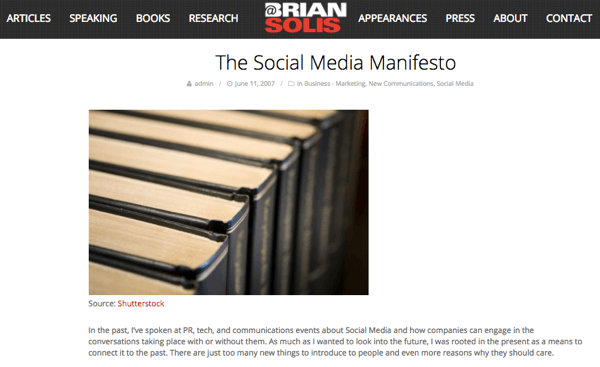 Όταν ο Brian είδε τις δυνατότητες των social media, έγραψε το The Manifesto Social Media.