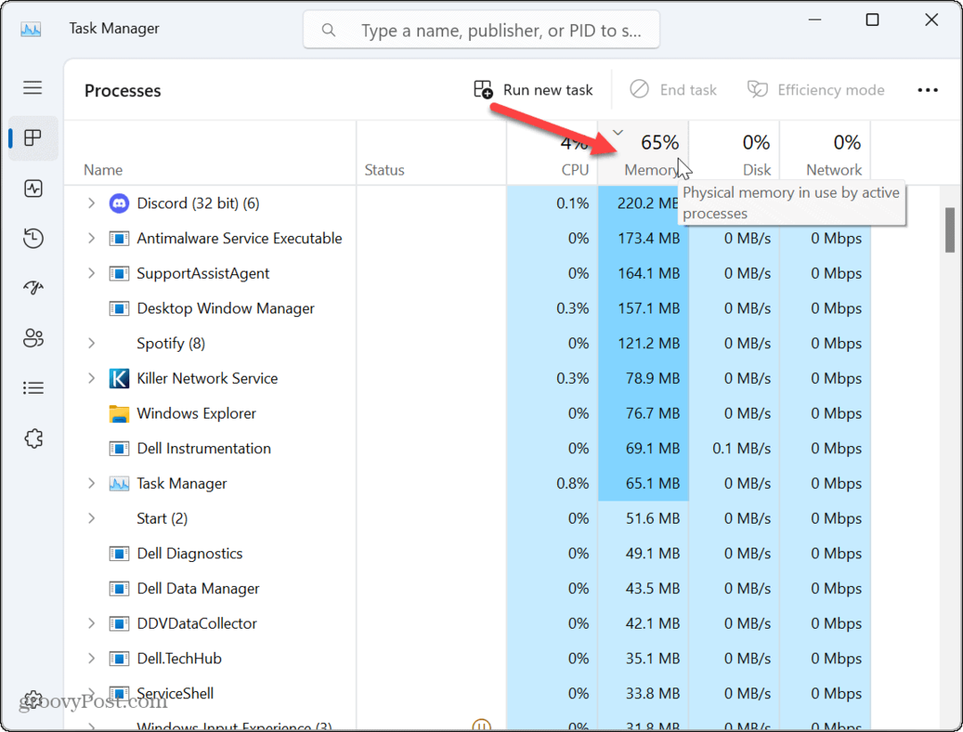 Πώς να βρείτε τη χρήση μνήμης εφαρμογής στα Windows 11