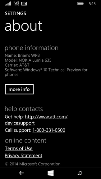 Τεχνική προεπισκόπηση των Windows 10 για τηλέφωνα