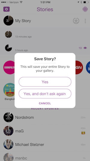 αποθηκεύστε την ιστορία snapchat στο τηλέφωνό σας