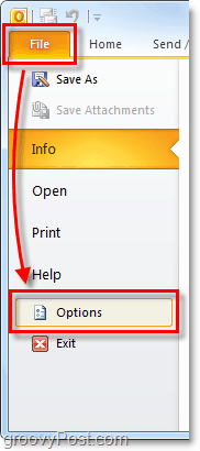 Επιλογές αρχείων στο Outlook 2010