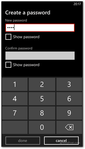 Το Windows Phone 8 προσαρμόζει τον κωδικό πρόσβασης της οθόνης κλειδώματος