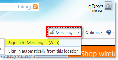 πώς να χρησιμοποιήσετε το Windows Messenger από το πρόγραμμα περιήγησης στο διαδίκτυο στα Windows Live