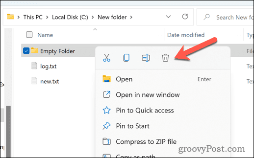 Διαγράψτε έναν φάκελο στα Windows 11