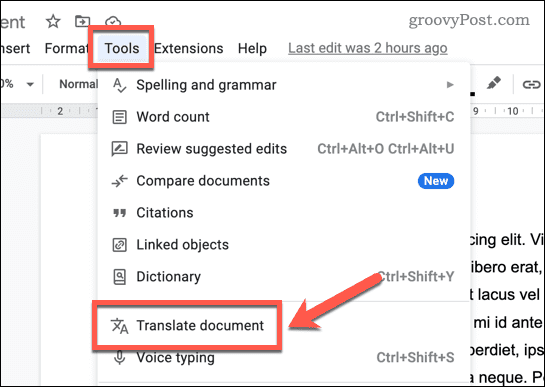 Μεταφράστε ένα έγγραφο στα Έγγραφα Google