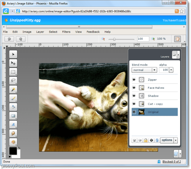 η εφαρμογή web phoenix για τα πτηνά σας επιτρέπει να κάνετε photoshop stuff όπως στον ιστό