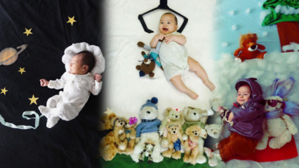 Σελήνη με μήνα έννοια μωρό φωτογράφηση! Πώς να τραβήξετε τις πιο διαφορετικές φωτογραφίες μωρών στο σπίτι;