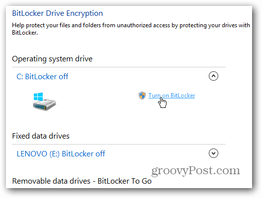 ενεργοποιήστε το BitLocker