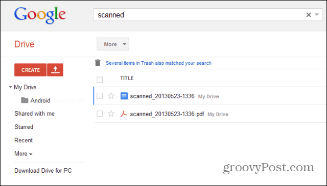 μονάδα δίσκου σάρωσης Google Drive
