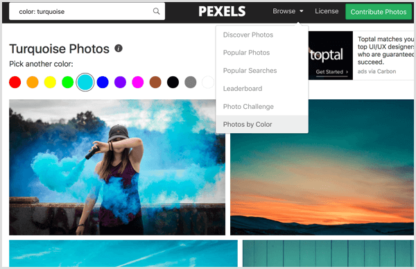 Pexels ταξινόμηση φωτογραφιών κατά χρώμα