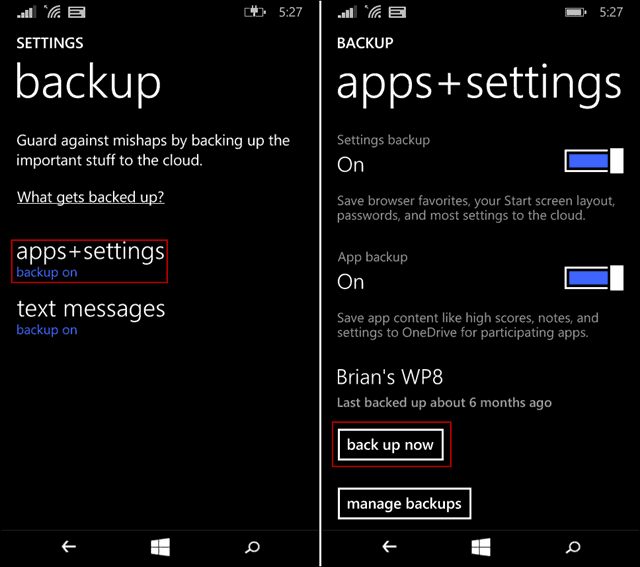 δημιουργήστε αντίγραφα ασφαλείας των Windows Phone