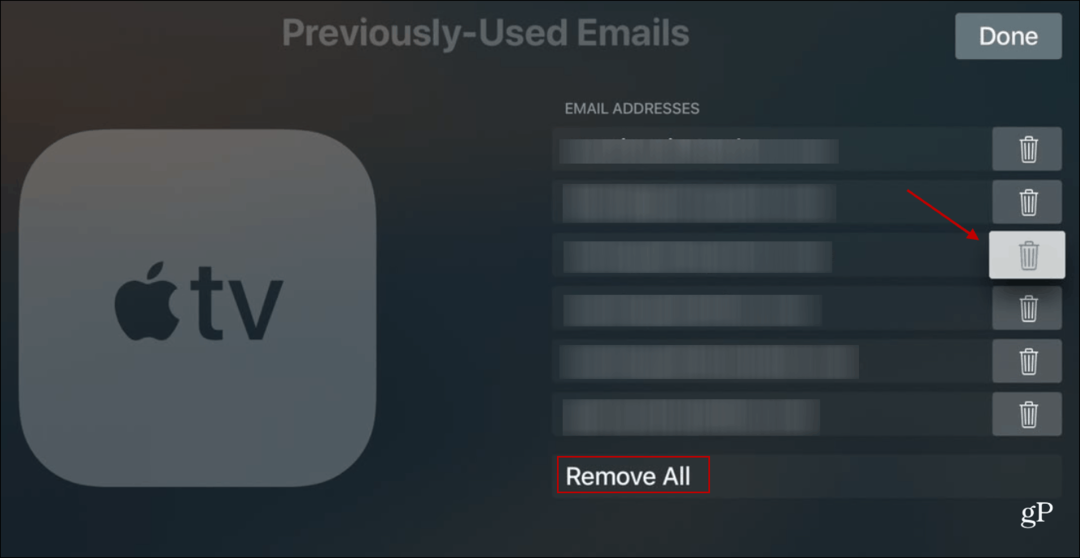 Διαγραφή προηγούμενων μηνυμάτων ηλεκτρονικού ταχυδρομείου της Apple TV