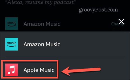 alexa επιλέξτε apple μουσική