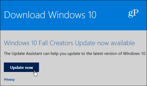 3 Βοηθός ενημερώσεων Σελίδα Windows 10