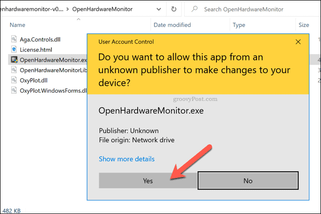 Προειδοποίηση UAC των Windows 10 για το Open Hardware Monitor