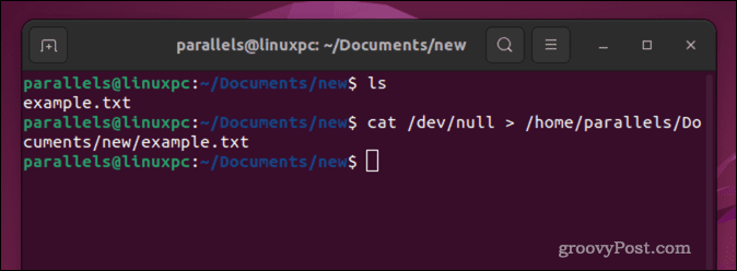 Αδειάστε ένα αρχείο στο Linux χρησιμοποιώντας την εντολή cat