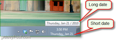 Windows 7 στιγμιότυπο οθόνης - μεγάλη ημερομηνία εναντίον σύντομη ημερομηνία