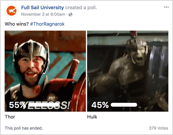 Παράδειγμα Facebook gif poll pop culture