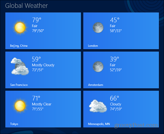 Εφαρμογή καιρού για Windows 8 και Windows RT Ενημερώθηκε