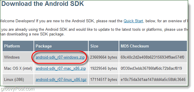 Κάντε λήψη του Android SDk