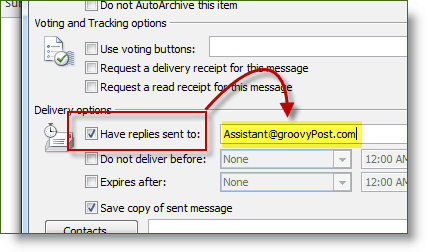 Επιλέξτε το πλαίσιο ελέγχου Απάντηση σε στο Microsoft Office 2010