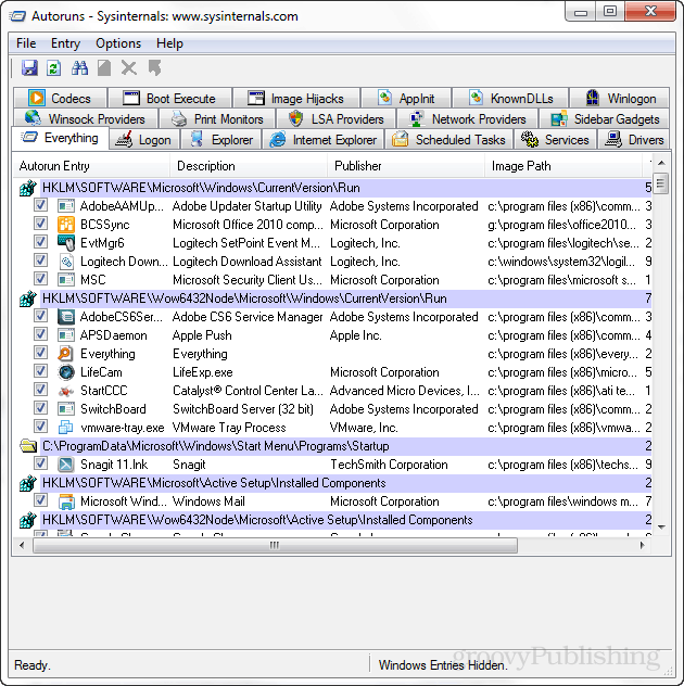 Το Sysinternals Autoruns βοηθά στη διαχείριση των στοιχείων εκκίνησης των Windows