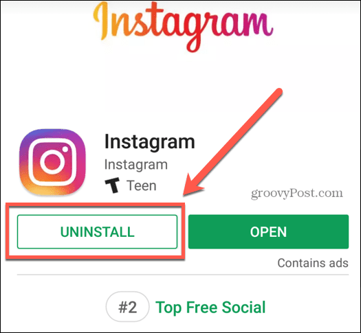 απεγκατάσταση instagram