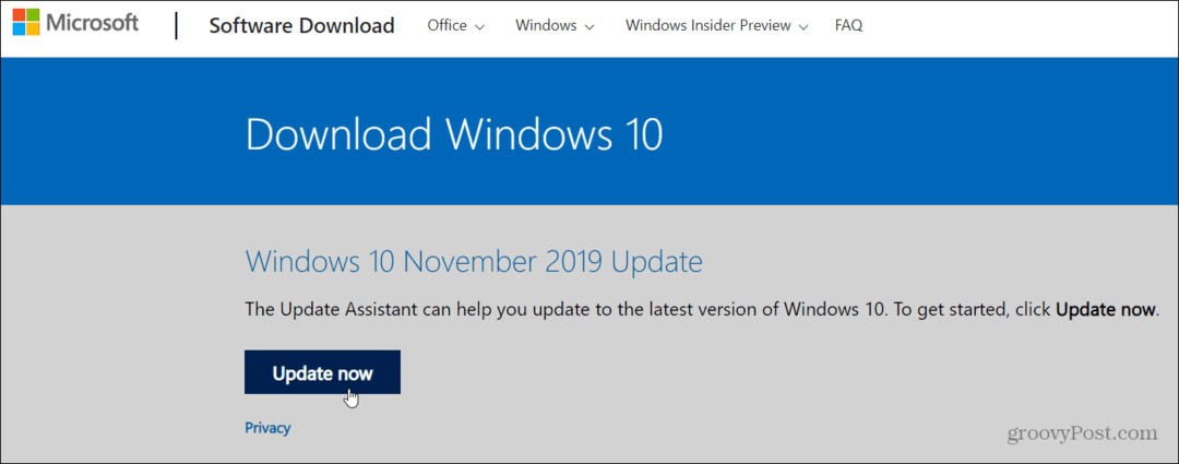 Τρόπος εγκατάστασης των Windows 10 έκδοση 1909 Νοεμβρίου 2019 Ενημέρωση