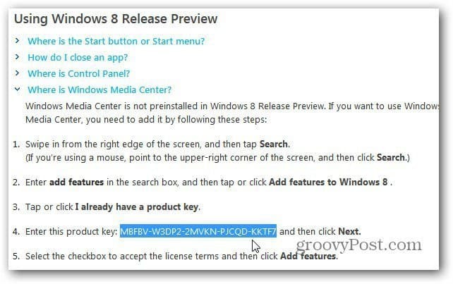 Εγκαταστήστε το Windows Media Center στην προεπισκόπηση απελευθέρωσης των Windows 8