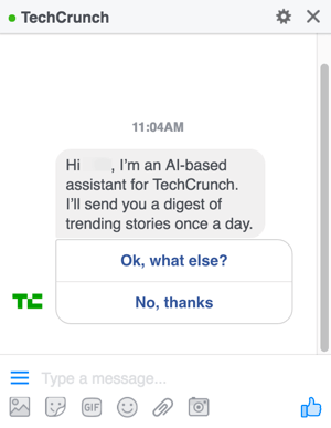 Όταν σχεδιάζετε το Facebook Messenger chatbot, δίνετε στους χρήστες επιλογές για να τους καθοδηγήσετε στα μενού σας.
