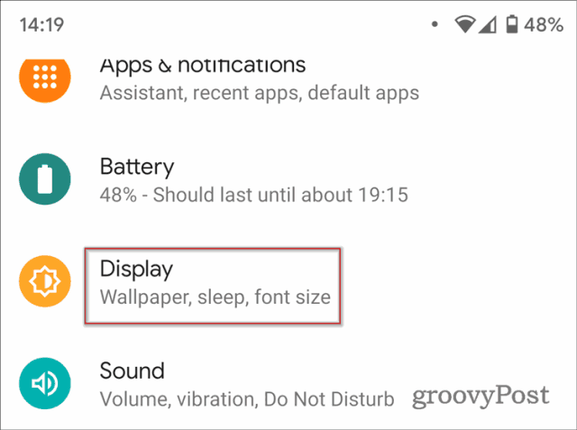 ρυθμίσεις οθόνης Android