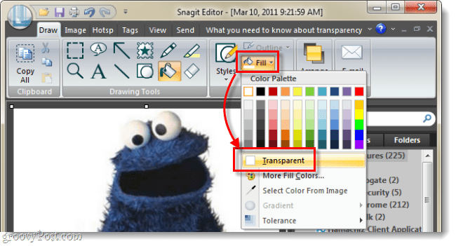 Handle Transparency Background στον επεξεργαστή Snagit όπως θα κάνατε στο Photoshop