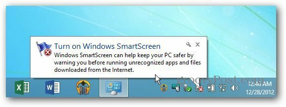 Ειδοποίηση μπαλονιού SmartScreen