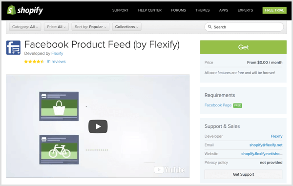 Facebook Product Feed by Flexify plugin σελίδα