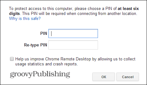 Chrome PIN απομακρυσμένης επιφάνειας εργασίας υπολογιστή