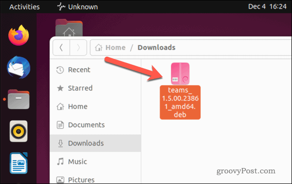 Ανοίξτε το αρχείο εγκατάστασης του Microsoft Teams στο Ubuntu