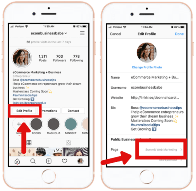 πώς να συνδέσετε τον επιχειρηματικό λογαριασμό Instagram με τη σελίδα Facebook στην εφαρμογή Instagram